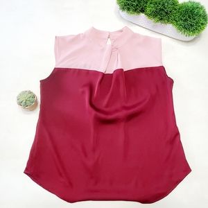 New York & Co. Sleeveless Pink/Burgundy Top Medium